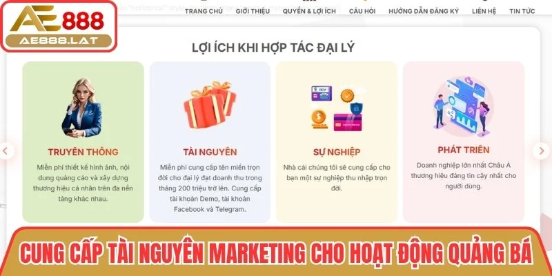 Cung cấp tài nguyên marketing cho hoạt động quảng bá